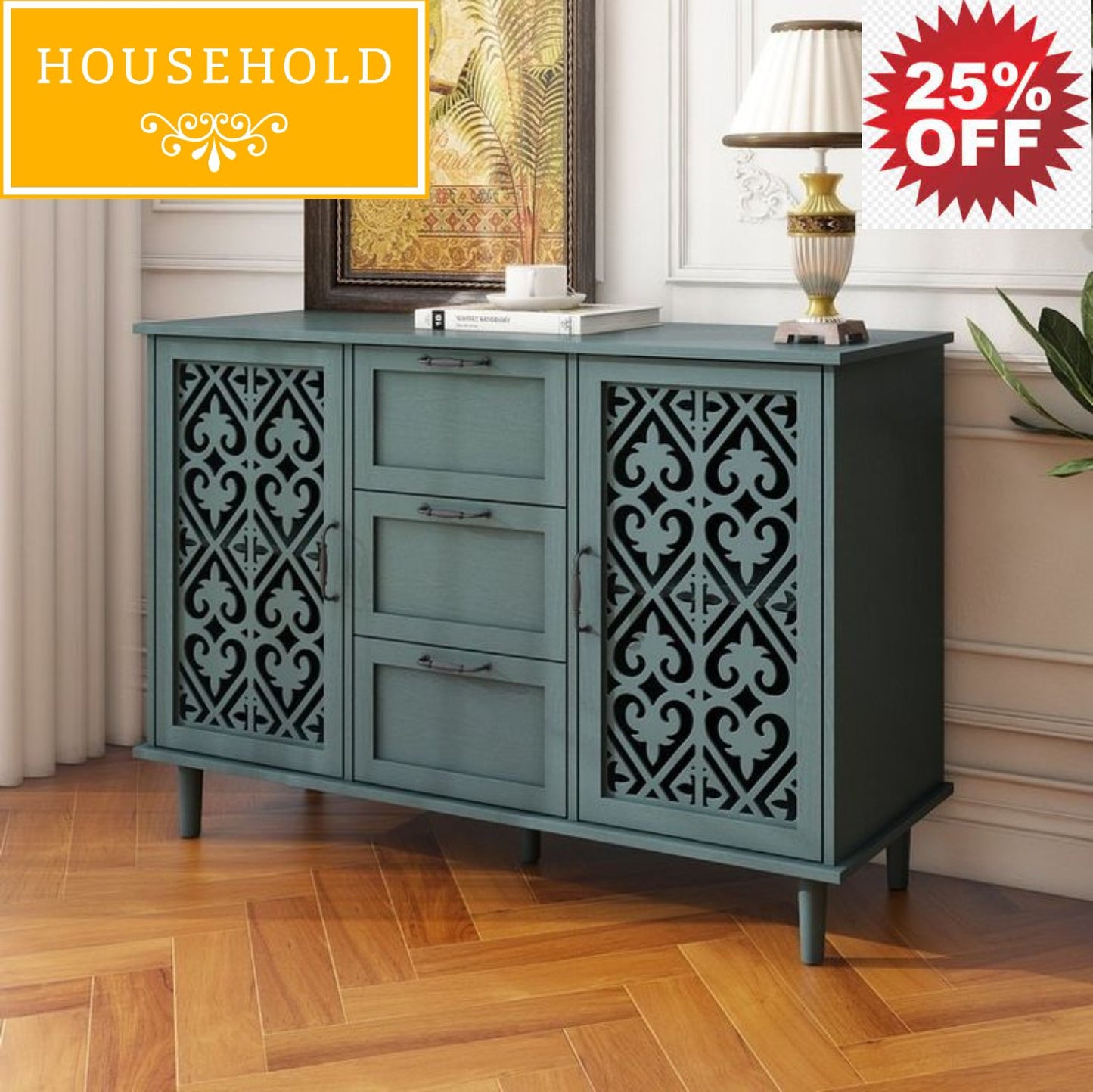 Cutwork Grill Side board three drawer